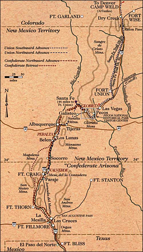 Map of Civil War Battles in New Mexico