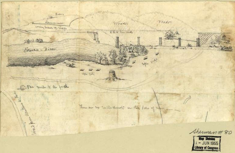 Civil War era map of the fortifications at Etowah